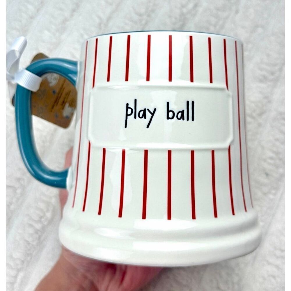 NWT Gorgeous Rae Dunn Peanuts Snoopy Play Ball Baseball Double Sided Big Mug - Picture 5 of 12
